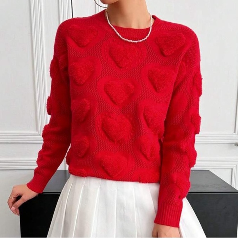 Sweater hearts loose fit trending fashion 2025 - Picture 1 of 5